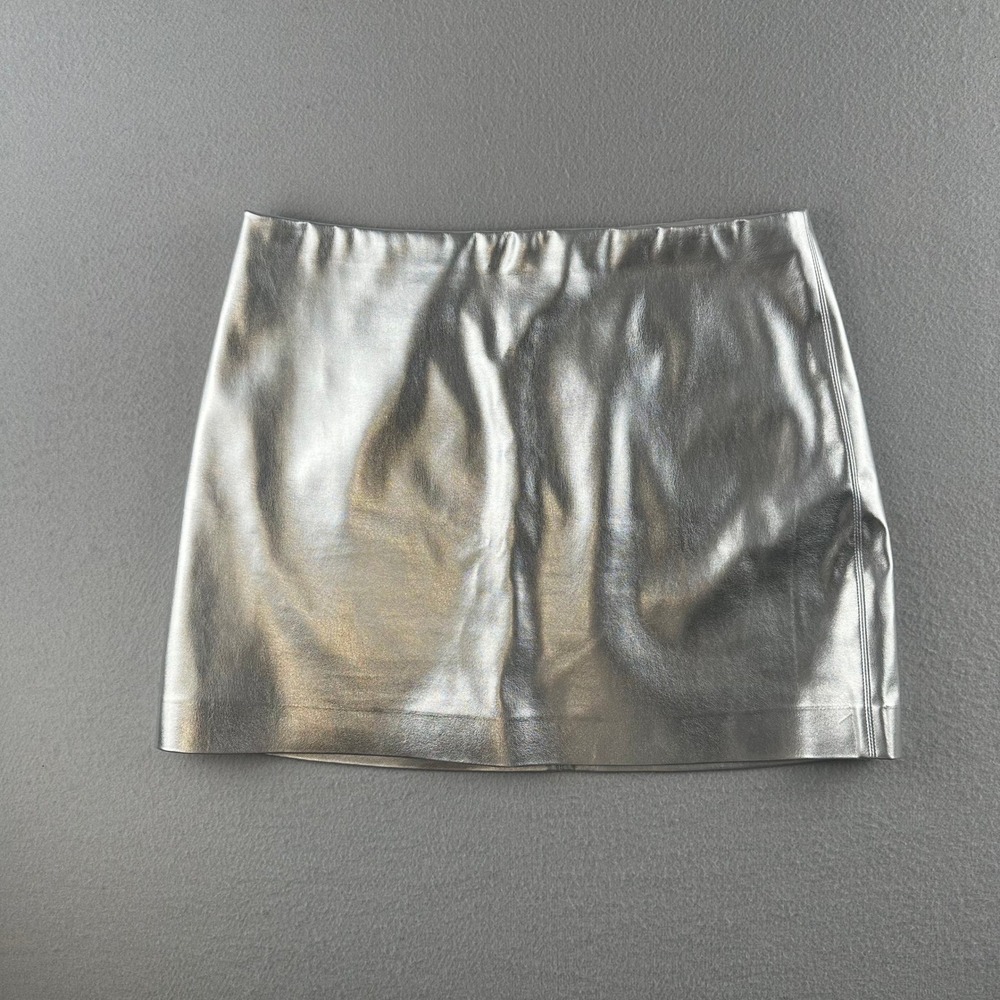 Alice + Olivia Mini Skirt Women 8 Silver Metallic Faux Leather CC410J14318